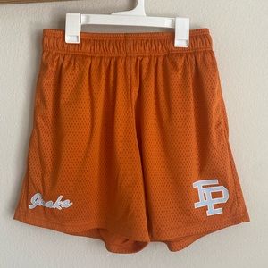 Inaka Power Orange Athletic Mesh Shorts with White Logos